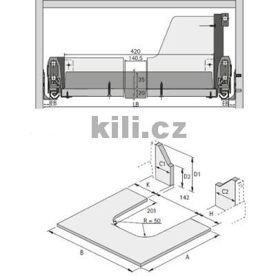 P��born�k ORGATRAY 510 pro ARCITECH a ATIRA st��brn� 420 mm, 292 mm