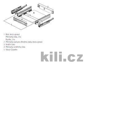 Kompletn� vnit�n� z�suvka InnoTech ATIRA st��brn� 70 mm 420 mm 30 kg s tlumen�m