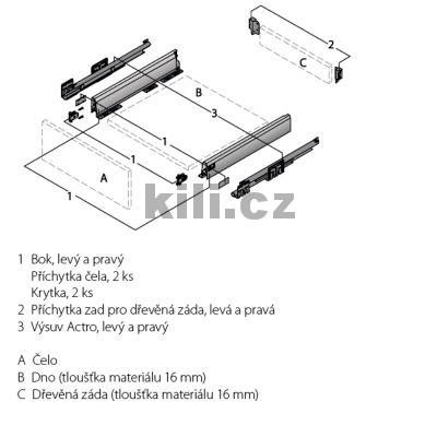Kompletn� z�suvka ArciTech b�l� 94 mm 270 mm 40 kg Push to open Silent