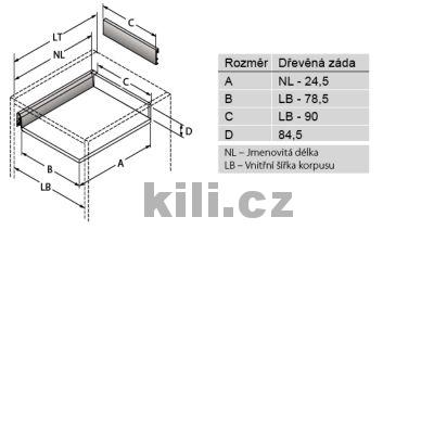 Kompletn� z�suvka ArciTech antracit 94 mm 300 mm 40 kg Push to open Silent