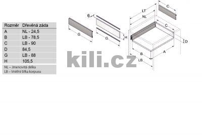 Kompletn� vnit�n� z�suvka ArciTech antracit 94 mm 270 mm 40 kg Push to open Silent