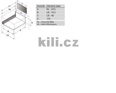 Kompletn� z�suvka ArciTech b�l� 186 mm 550 mm 40 kg Push to open Silent