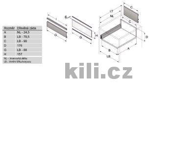 Kompletn� vnit�n� z�suvka ArciTech b�l� 186 mm 550 mm 40 kg Push to open Silent