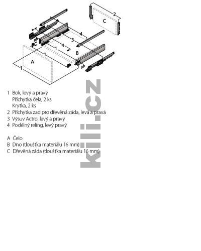 Kompletn� z�suvka ArciTech st��brn� 218 mm 450 mm 40 kg Push to open Silent