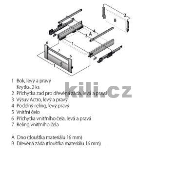 Kompletn� vnit�n� z�suvka ArciTech st��brn� 218 mm 270 mm 40 kg Push to open Silent