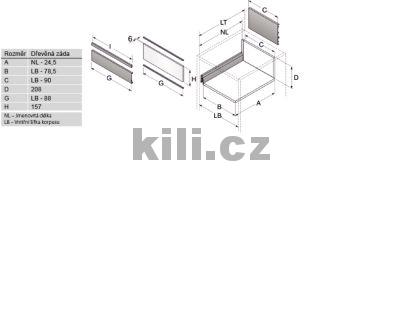 Kompletn� vnit�n� z�suvka ArciTech antracit 218 mm 300 mm 40 kg Push to open Silent