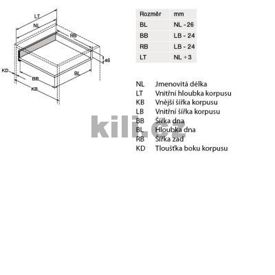 Kompletn� z�suvka AvanTech YOU st��brn� 77 mm 500 mm plnov�suv Actro YOU 40 kg s tlumen�m