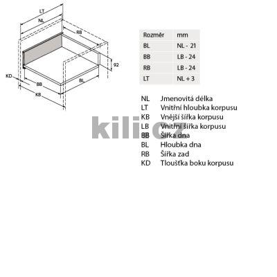 Kompletn� z�suvka AvanTech YOU antracit 139 mm 500 mm plnov�suv Actro YOU 40 kg s tlumen�m