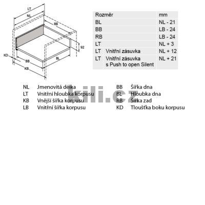 Kompletn� vnit�n� z�suvka AvanTech YOU st��brn� 139 mm 500 mm plnov�suv Actro YOU 40 kg s tlumen�m