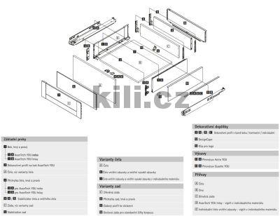 Kompletn� z�suvka AvanTech YOU st��brn� 187 mm 300 mm plnov�suv Actro YOU 40 kg s tlumen�m