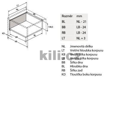 Kompletn� z�suvka AvanTech YOU st��brn� 187 mm 550 mm plnov�suv Actro YOU 40 kg s tlumen�m