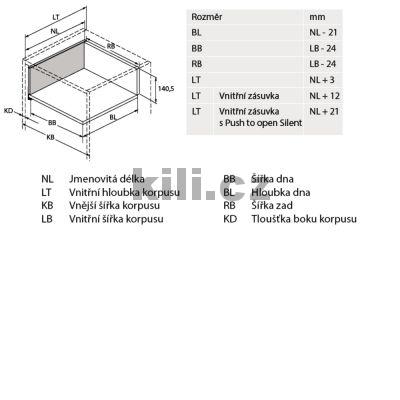 Kompletn� vnit�n� z�suvka AvanTech YOU b�l� 187 mm 350 mm plnov�suv Actro YOU 40 kg s tlumen�m