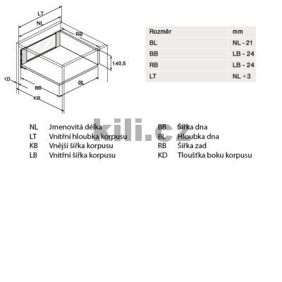 Kompletn� z�suvka AvanTech YOU Inlay b�l� 187 mm 500 mm plnov�suv Actro YOU 40 kg s tlumen�m