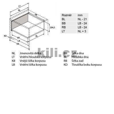 Kompletn� z�suvka AvanTech YOU antracit 251 mm 400 mm plnov�suv Actro YOU 40 kg s tlumen�m