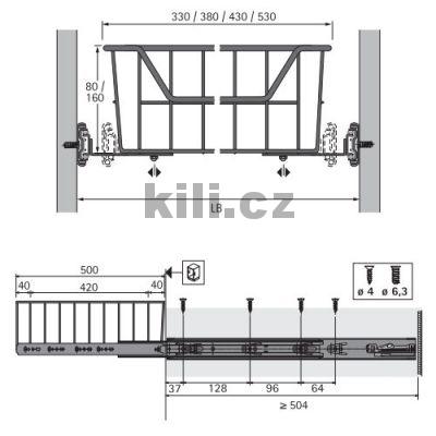 V�suvn� ko�, 530 x 500 x 160, chromovan�
