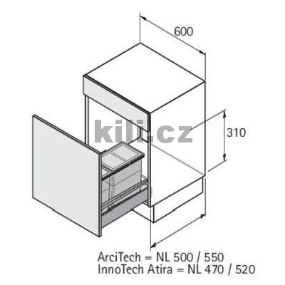 Odpadkov� ko� BIN IT Smart 600 H70-550 /16+8+8 L