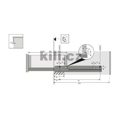��ste�n� v�suv QUADRO 25 prav� EB23 300 mm 25 kg s tlumen�m pro d�ev�n� z�suvky