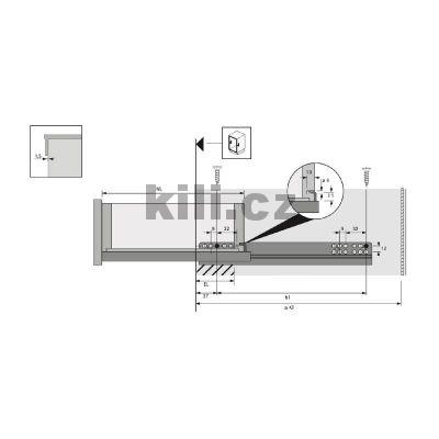 ��ste�n� v�suv QUADRO 25 prav� EB23 400 mm 25 kg s tlumen�m pro d�ev�n� z�suvky