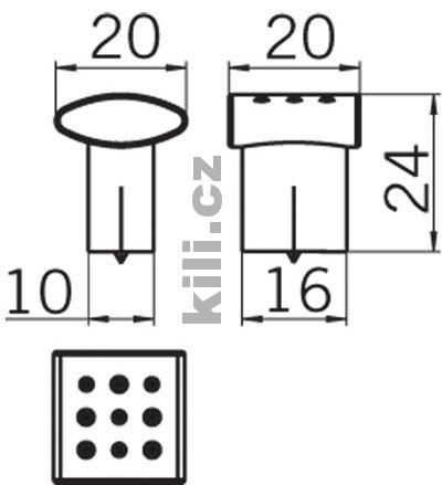 Knopka 1314-20 ZN2 chrom mat