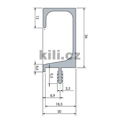 �chytka profilov� UKS-7 nikl brou�en� (inox) - 3,1m