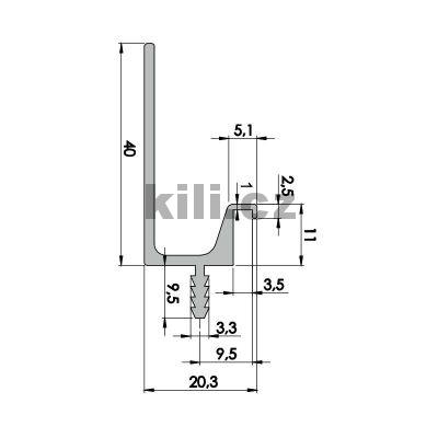 �chytka profilov� UKS-30 hlin�k eloxovan� - 3,1m