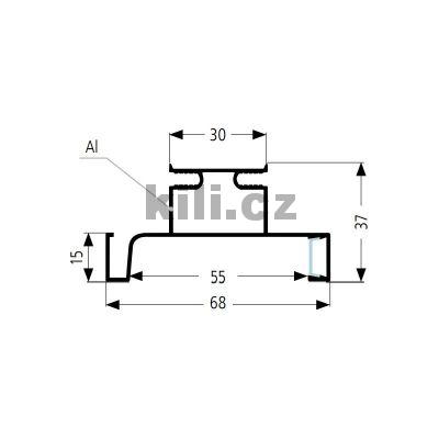 �chytka profilov� pro LED svisl� �ern� mat, S059/LED/01 - 2250 mm
