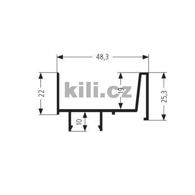 �chytka profilov� svisl� �ern� mat, S160/01 - 4500 mm