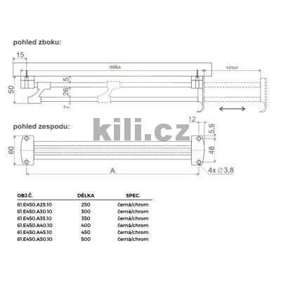 V��k v�suvn� LEVEL 350 mm, chrom/�ern�