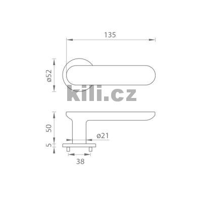 Klika/klika TI-NELA-R 4158 5S, nikl perla NS, bez spodn� rozety