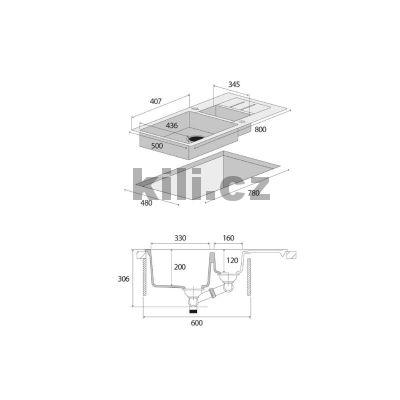 D�ez granitov� s vani�kou a odkapem Cubis DG205C60bc, �ern�